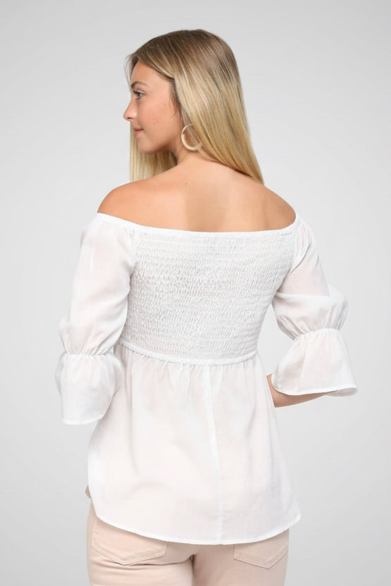 COTTON CLOUD OFF SHOULDER TWIST FRONT TOP