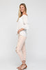 Twist-front off-shoulder top in polyester-cotton blend