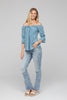 Off-shoulder twist-front top, casual styling