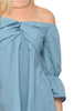 Solid off-shoulder top with twist detail, close-up