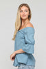 Twist-front solid off-shoulder top in multiple colors