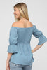 Off-shoulder twist-front blouse, layered outfit view
