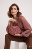 Hand-Knitted Halo Embossed Rose Bag with Steel Handles