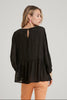 Floral embroidered peplum blouse with keyhole back