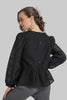Black peplum baby doll top with lining