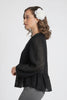 Black baby doll blouse with peplum silhouette