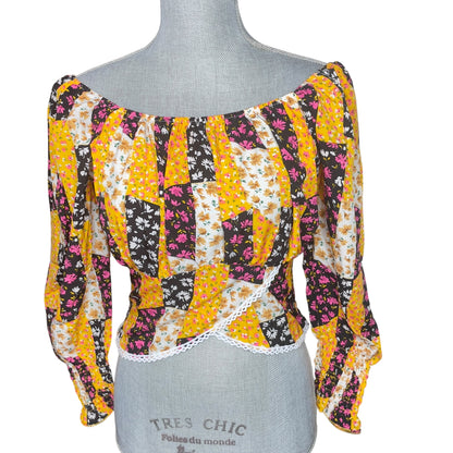 FLORA CRUSH OFF SHOULDER CINCHED WRIST SLEEVES BLOUSE