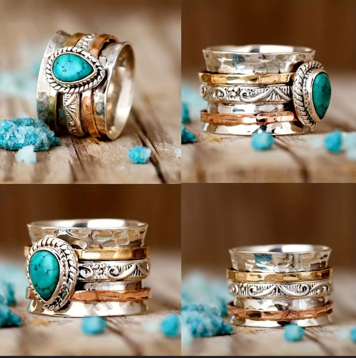 Teardrop Natural Stone Ring