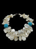 Turquoise and pearl mother-of-pearl necklace detail
