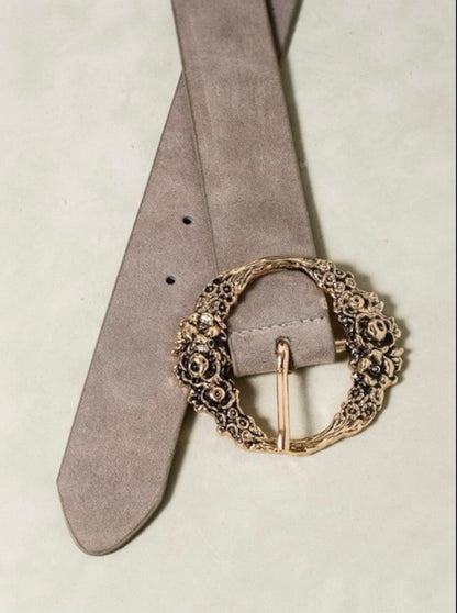 Floral Luxe Etched Blossom Buckle Belt