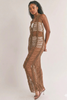 Shredded knit maxi dress with halter neck