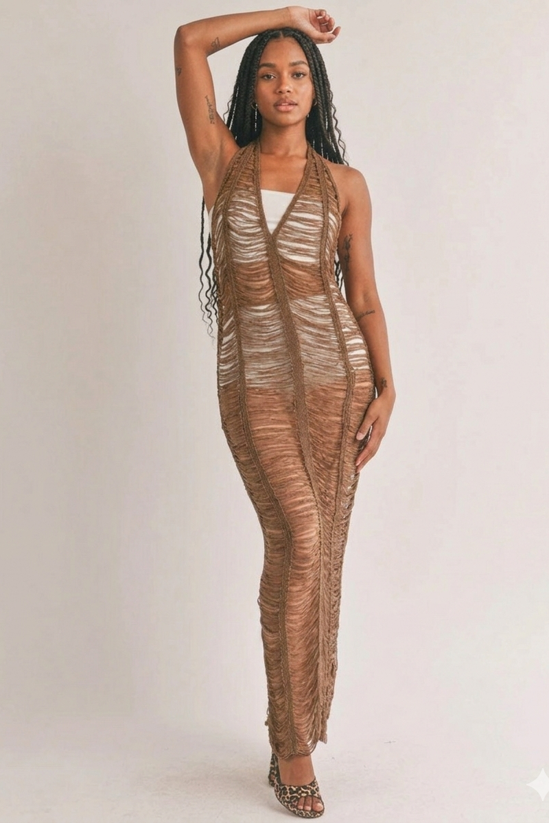 After Dark Resort Shredded Knit Maxi Dress