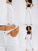 Wide leg raw hem jeans