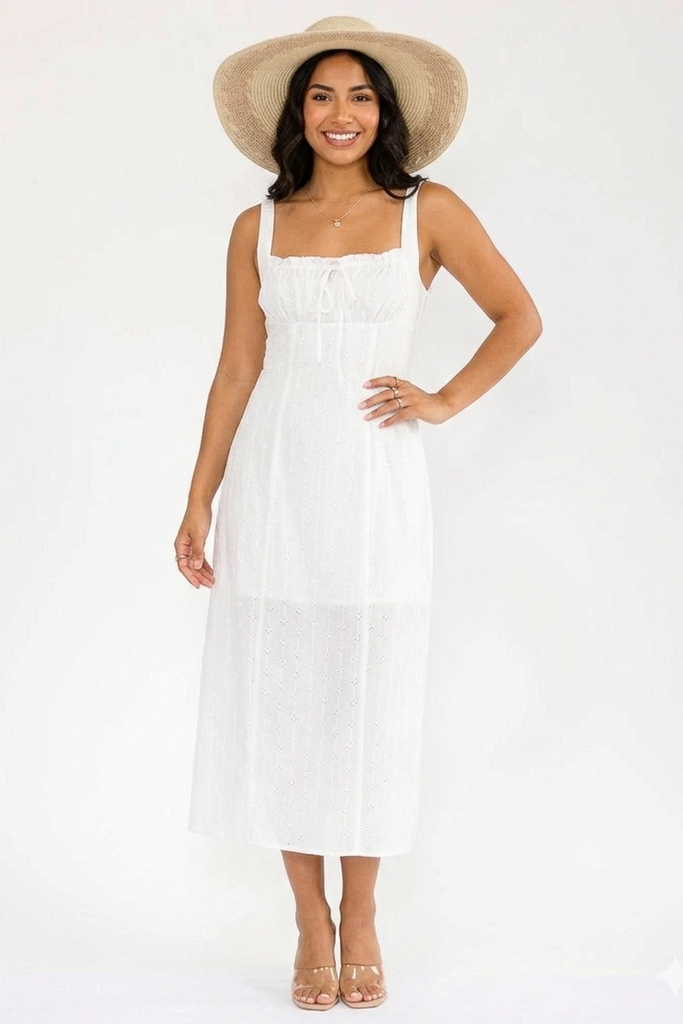 The Isla cotton eyelet sleeveless maxi dress