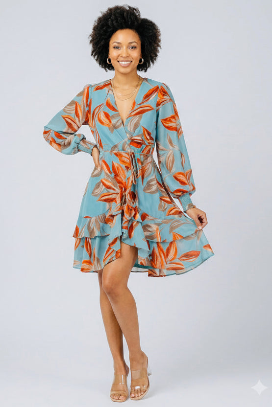Sedona Breeze Floral Wrap Mini Dress