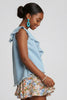 One-shoulder sleeveless blue cotton top