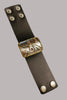Leather mixed swirl metal bracelet styled