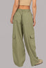Wide leg cargo pants in olive green