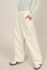 Olive cargo pants with relaxed wide leg
