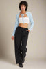 Elastic waist wide-leg pants in black, side silhouette