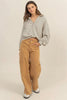 High-waisted wide leg cargo pants caramel