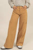 Caramel high-waist cargo wide-leg pants