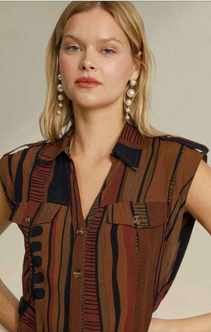Rustic Rhythm Abstract Midi Dress