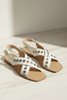Studded cross band sandal in white