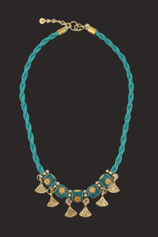 Handmade Sachi Ocean Sky Short Beads and Charms Necklace