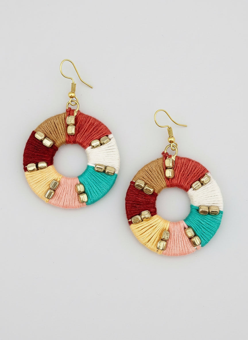 Sachi Fabric Wrapped Ring Weft Earrings