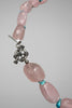 Turquoise and rose quartz pendant in sterling silver