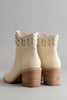 Ivory western ankle boot, metal drop studs