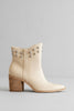 Ivory western bootie with metal studs