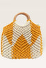 Mustard and cream knotted macrame bag