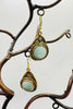 Aventurine stone teardrop mixed metal earrings close up