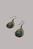 Mixed metal teardrop calcedony earrings side view