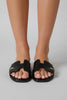 Trendy cutout slide sandals front view