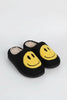 Plush smiley face slippers front view
