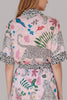 Leopard trim pink two-piece pajama set