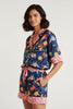 Blue celestial print pajama set with star trim