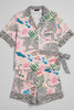 Pink leopard trim pajama set soft fabric