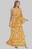 Mustard floral maxi dress with angel sleeves