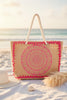 Lightweight boho floral tote, back view