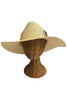 Floppy ivory straw hat with handmade feather