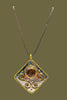 Gold-toned gilded stone pendant on 18-inch leather cord