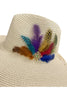 Feather brooch ivory floppy sun hat