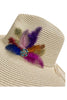 Handmade feather ivory fedora hat detail