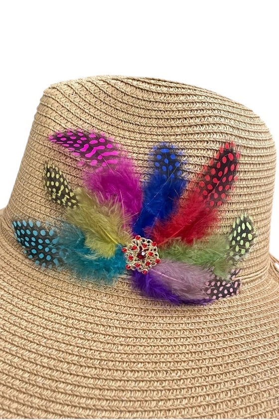 SUN BIRD FEATHER HANDMADE DESIGN FLOPPY SUN HAT COLLECTION