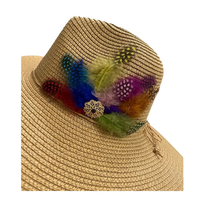 SUN BIRD FEATHER HANDMADE DESIGN FLOPPY SUN HAT COLLECTION