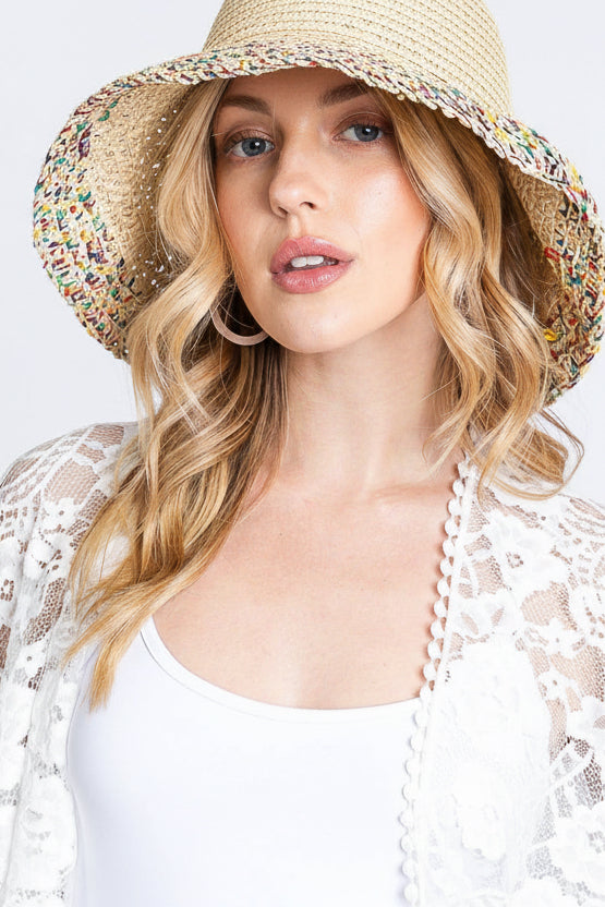 RAFFIA CARNIVAL SAND MULTI COLOR BUCKET HAT